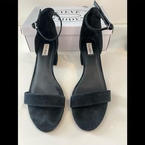 Steve Madden Black Suede Two-piece Strap Sandals